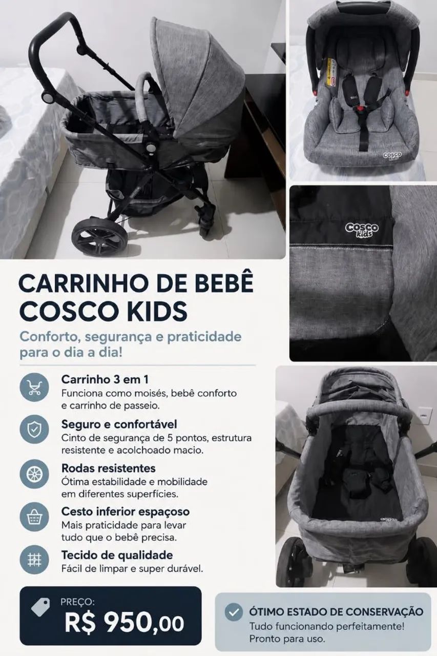 Carrinho de bebê + bebê conforto