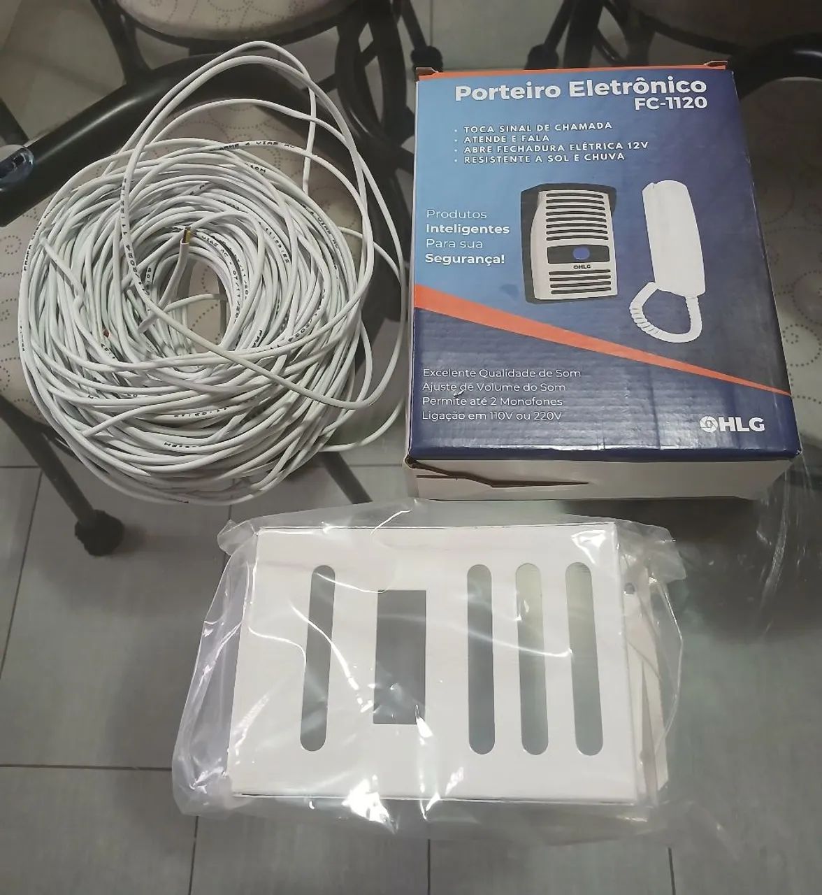 Kit interfone HLG,cabo 50 mtrs, capa protetora NOVO  - Foto 3