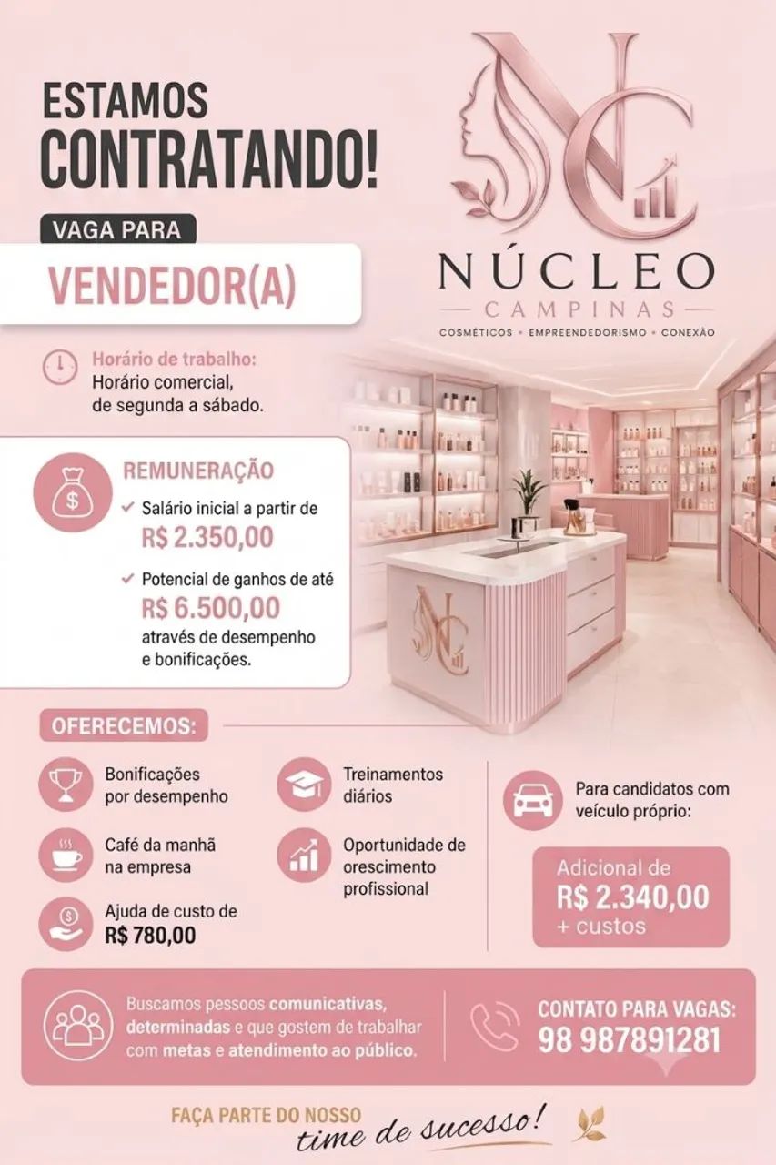 Vaga de vendas em campinas