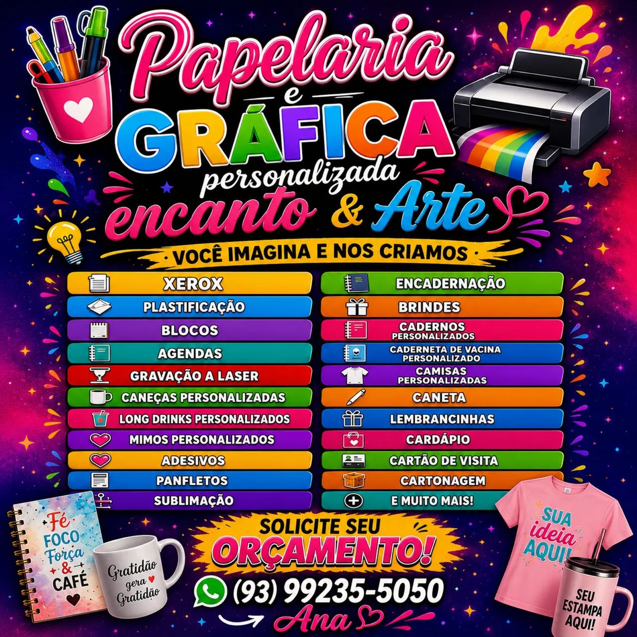 Gráfica e papelaria personalizada 