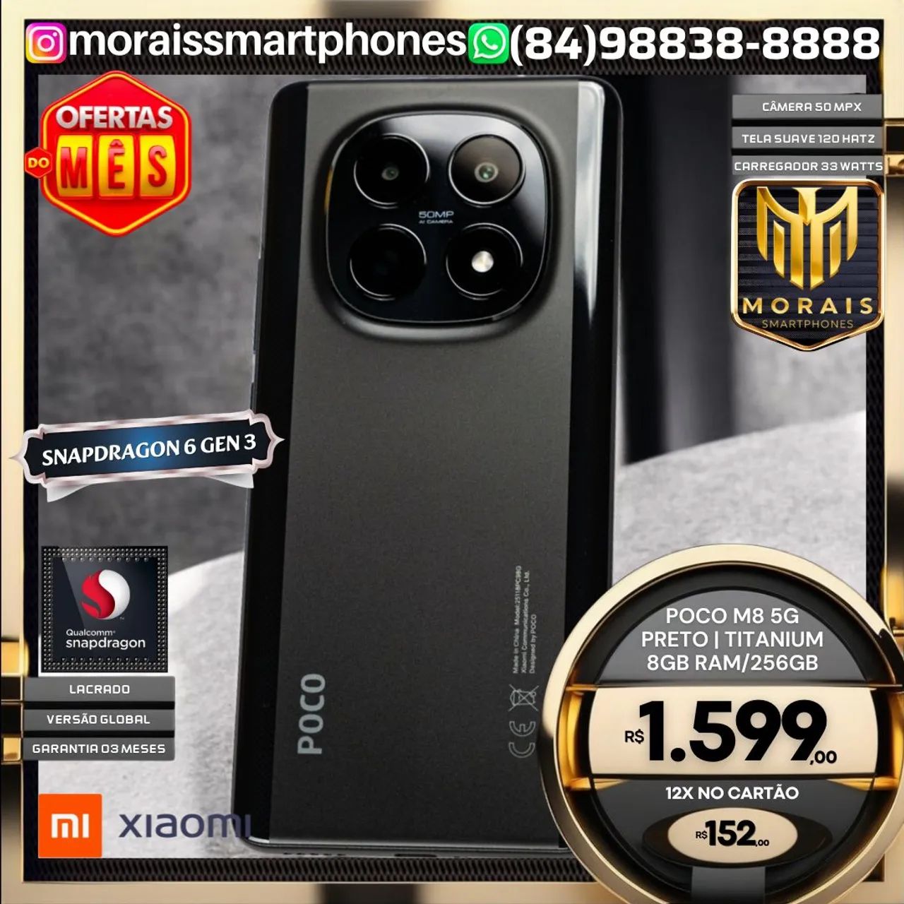Poco M8 5G 256GB | 8GB RAM - Preto, Titanium - GARANTIA 03 MESES