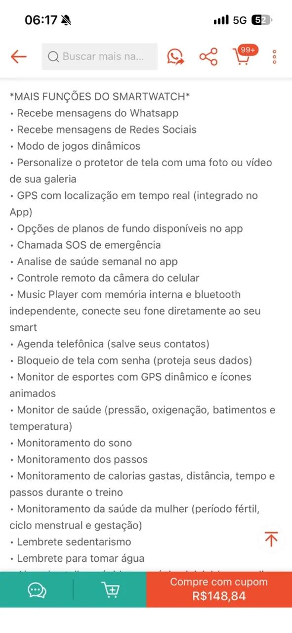 Relógio Smart Watch W99+ Plus - Foto 5