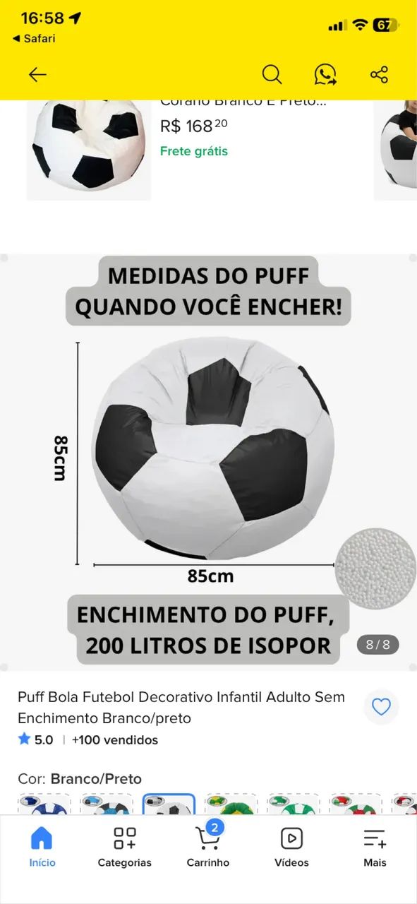 Puff bola de futebol 