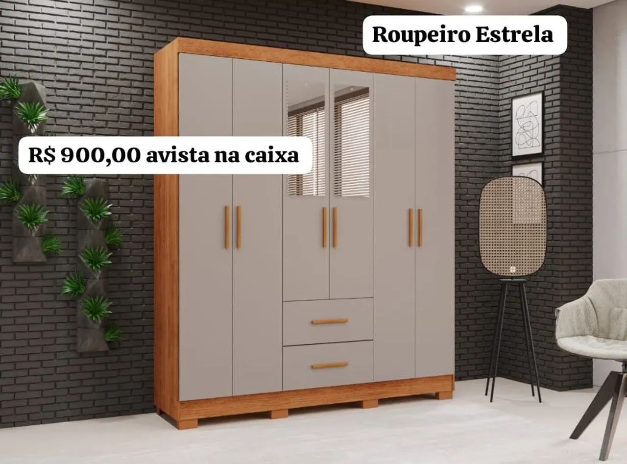 Roupeiro Estrela 6pts com espelho Novo na caixa  - Foto 3