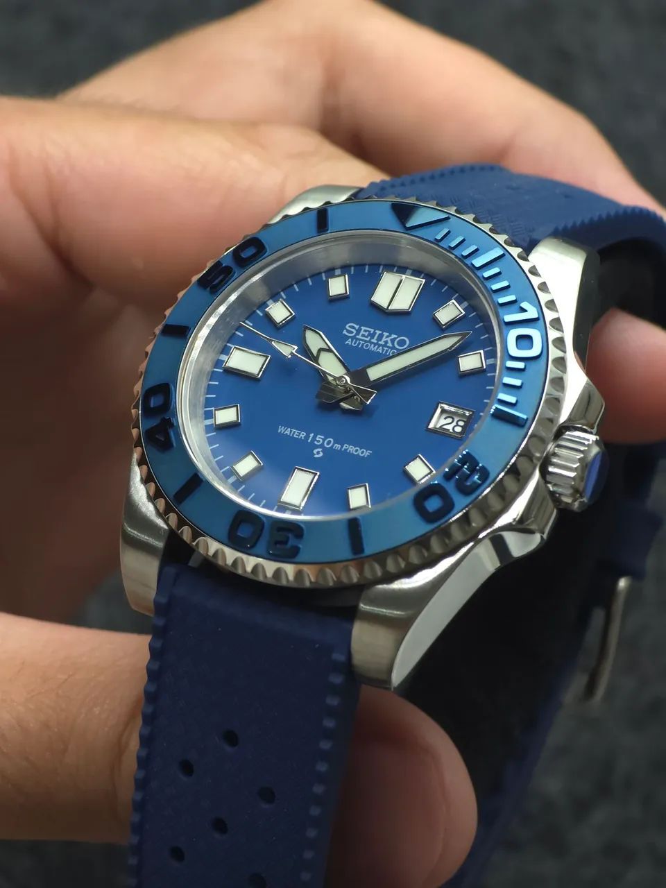 Seiko Customizado Mod Automático Azul