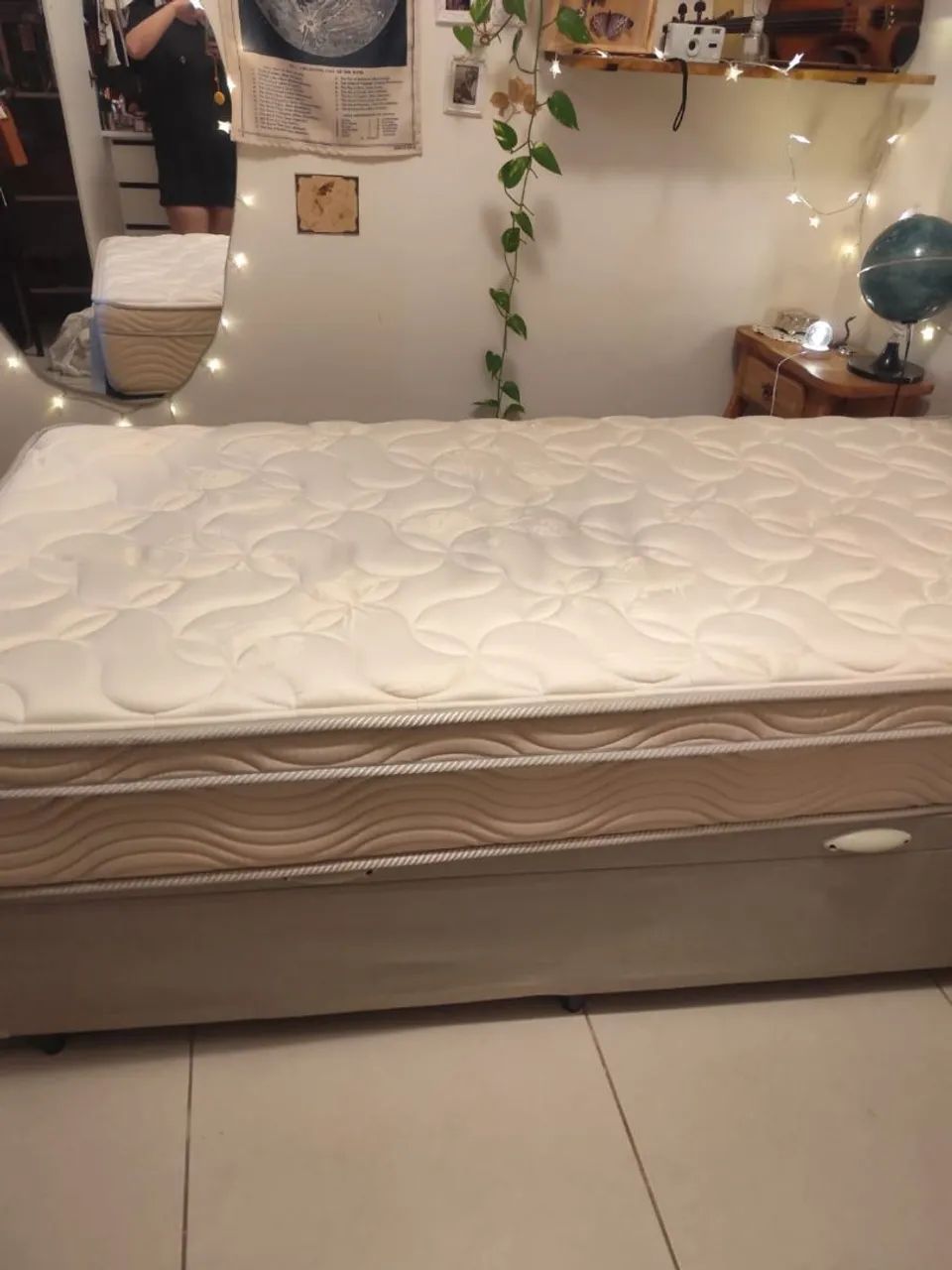 Cama box baú solteiro com colchão