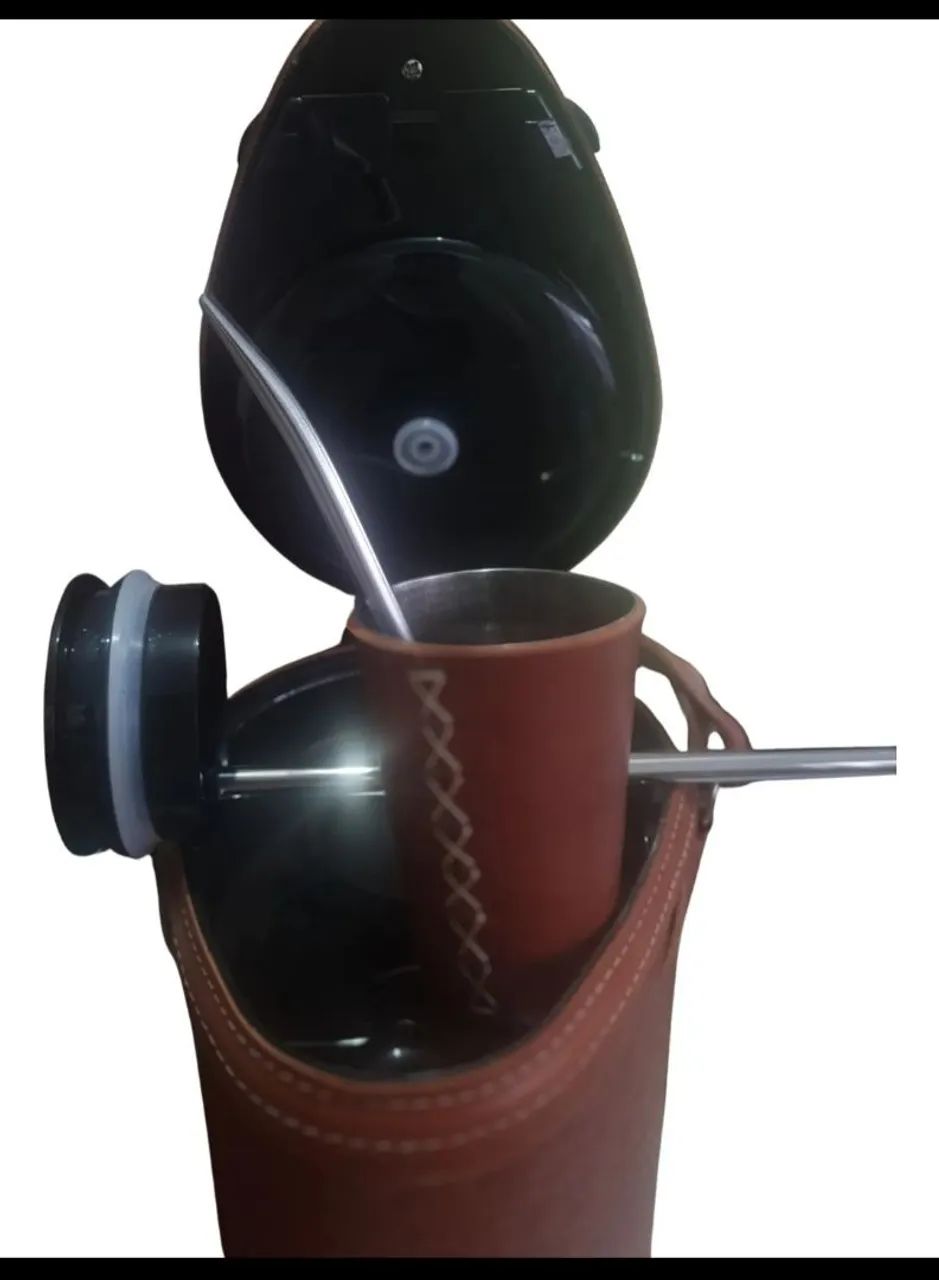 Terere Garrafa Termica 4 Lts Inox Couro Personalizada - Foto 3