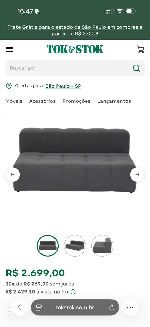 Sofá modular Tokstok Cinza  - Foto 5