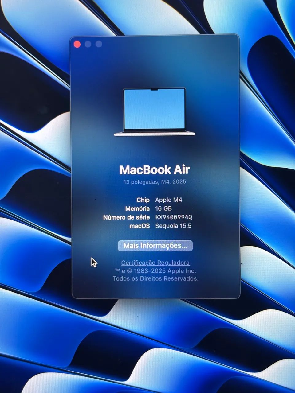 MacBook Air M4 - 43 ciclos - bateria 100% - 2025 - Notebooks - Dom