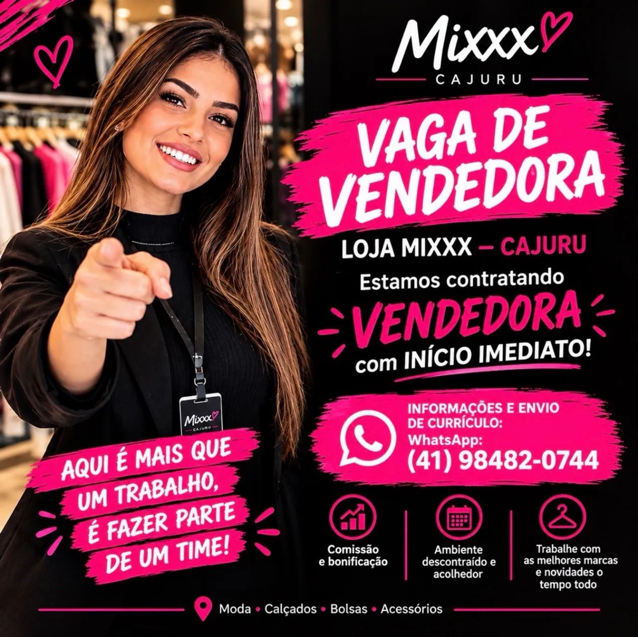 Vaga para vendedora 