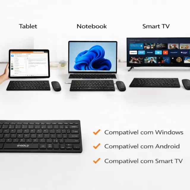 Kit Teclado e Mouse Sem Fio 2.4ghz USB Plug And Play Para Notebook e PC - Foto 3