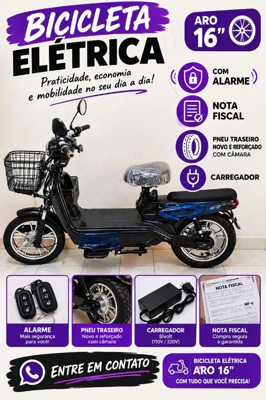 BICICLETA ELÉTRICA ARO 16 - Foto 2