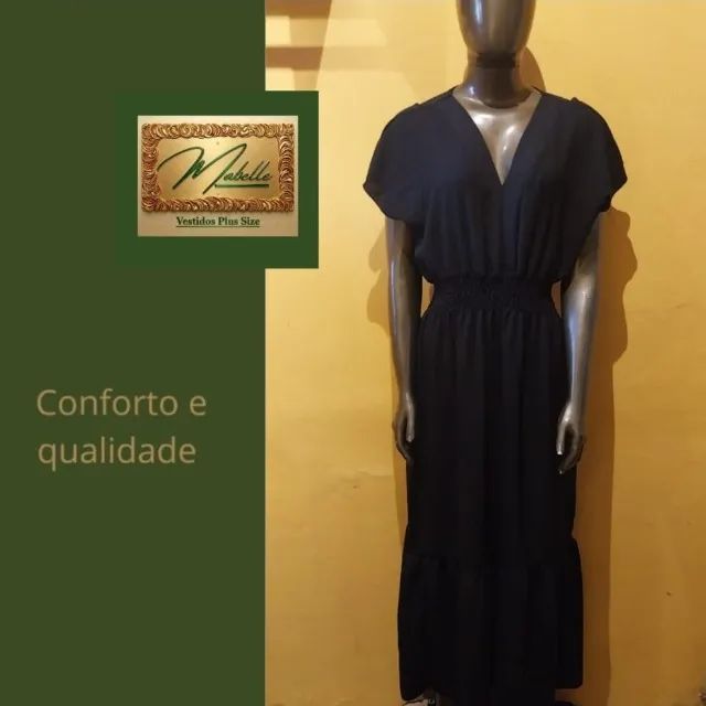 Vestido Social Longo Poliéster