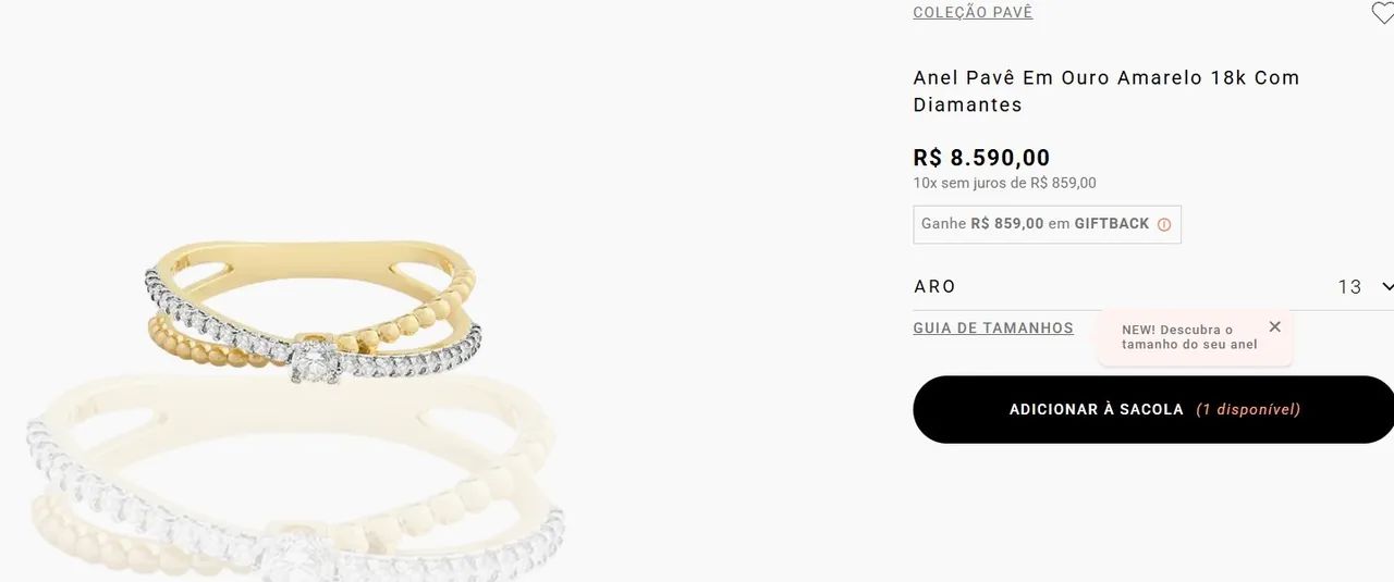 Anel VIVARA pavê ouro 18k e diamantes - Foto 2