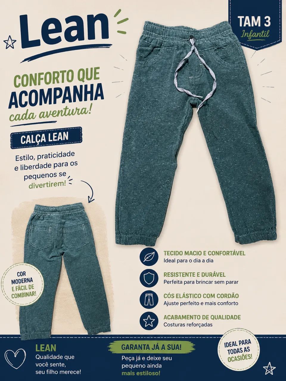 Calça infantil jogar