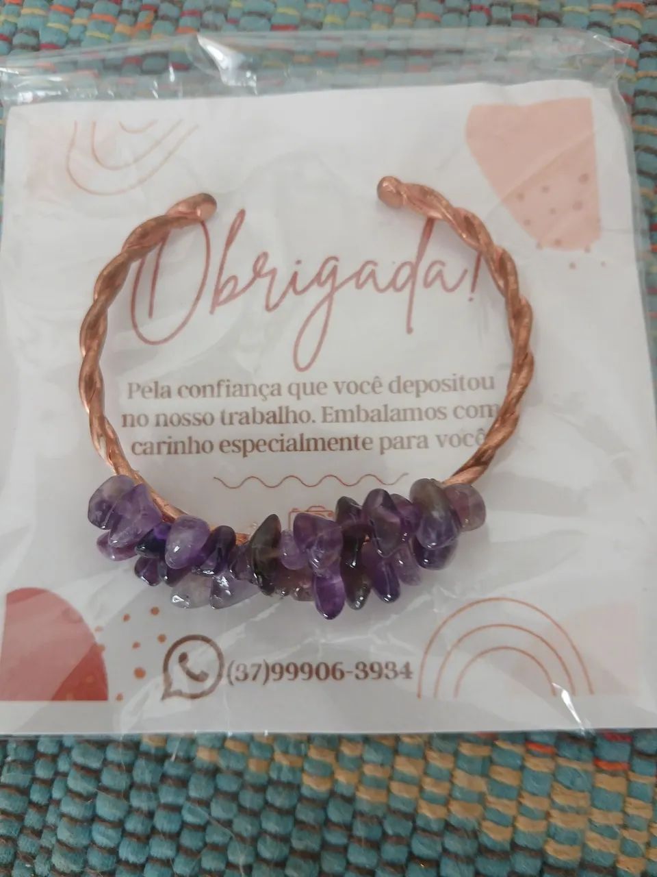 PULSEIRA COBRE COM AMETISTAS.NOVAS