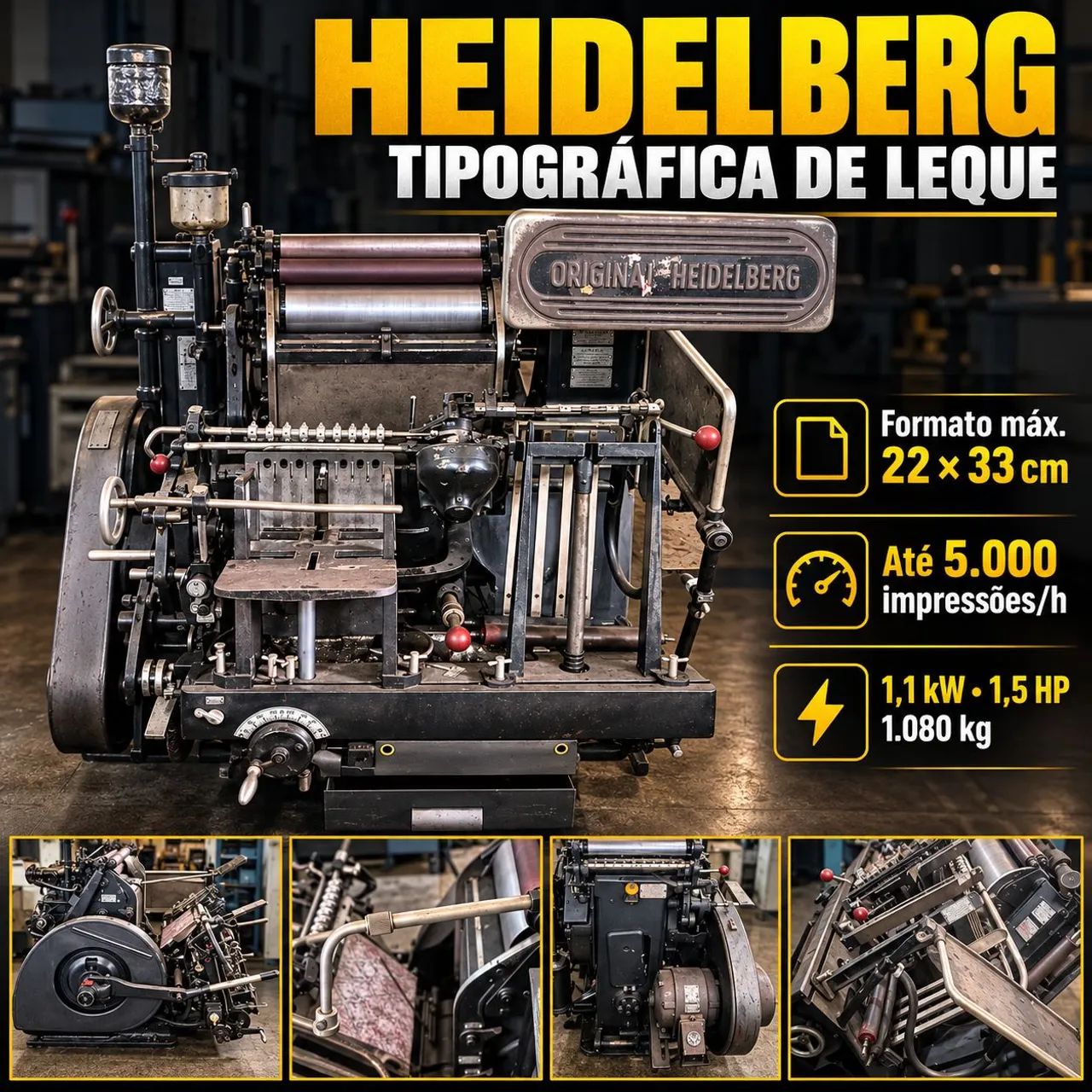 Impressora Heidelberg tipográfica de leque