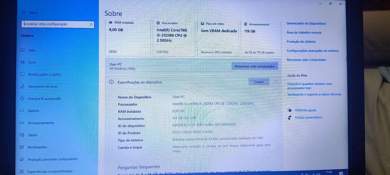 Elitebook Hp I5 8gb ram 120hd ssd - Foto 3
