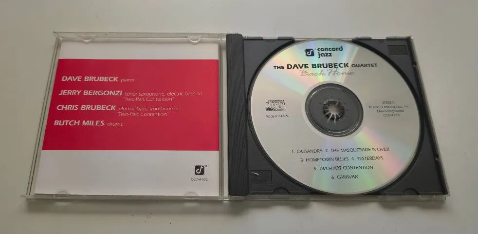 CD -The Dave Brubeck Quartet - Back Home - Concord Jazz - Made in