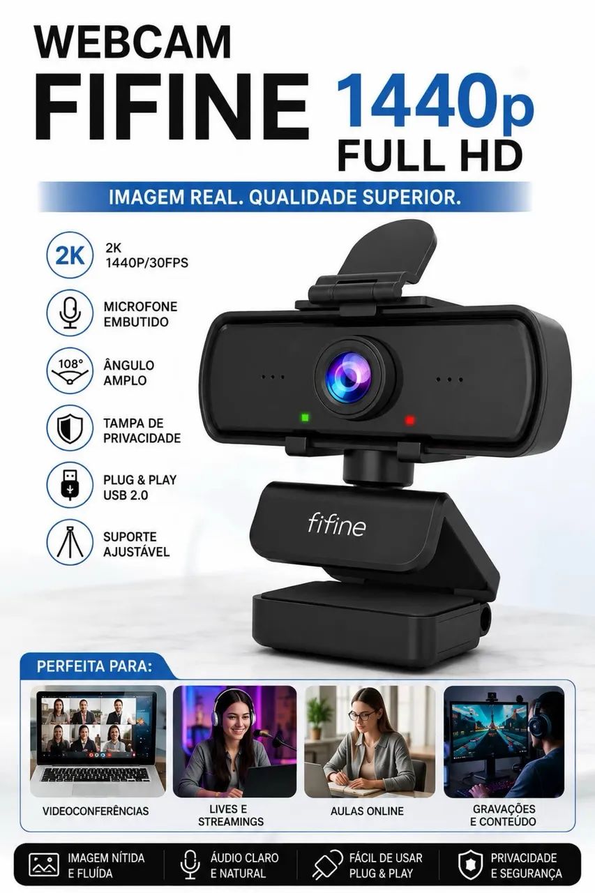 Webcam FIFINE 1440p FULL HD