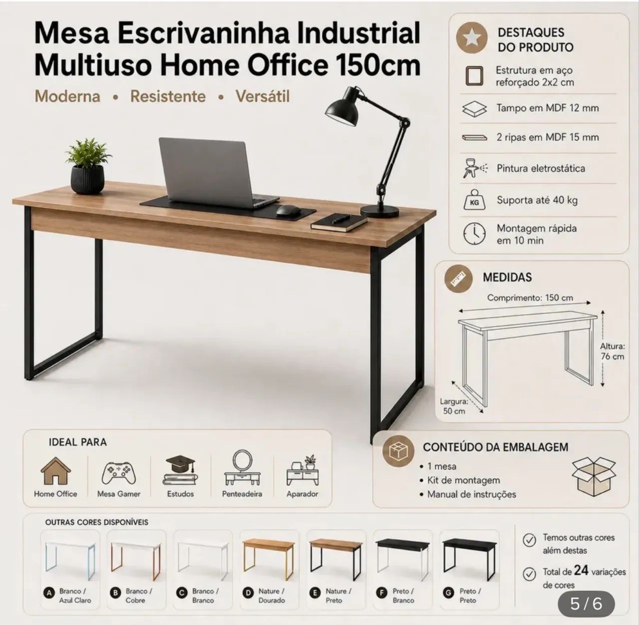 Mesa | Escrivaninha | Na caixa. - Foto 3