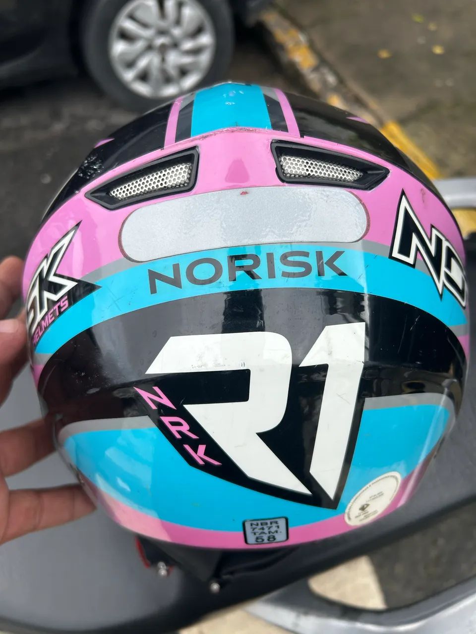 Capacete Norisk Orion R1 Pink Blue Tam 58 - Peças para motos