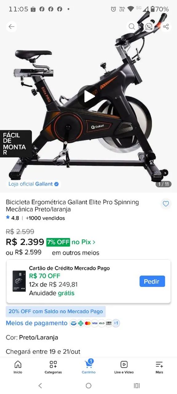Bicicleta Ergométrica Elite Pro, No Precinho  - Foto 2