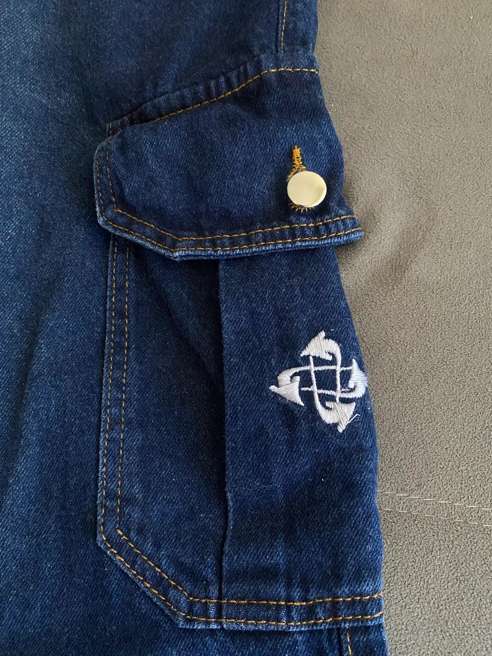Calça cargo jeans azul escuro  - Foto 2
