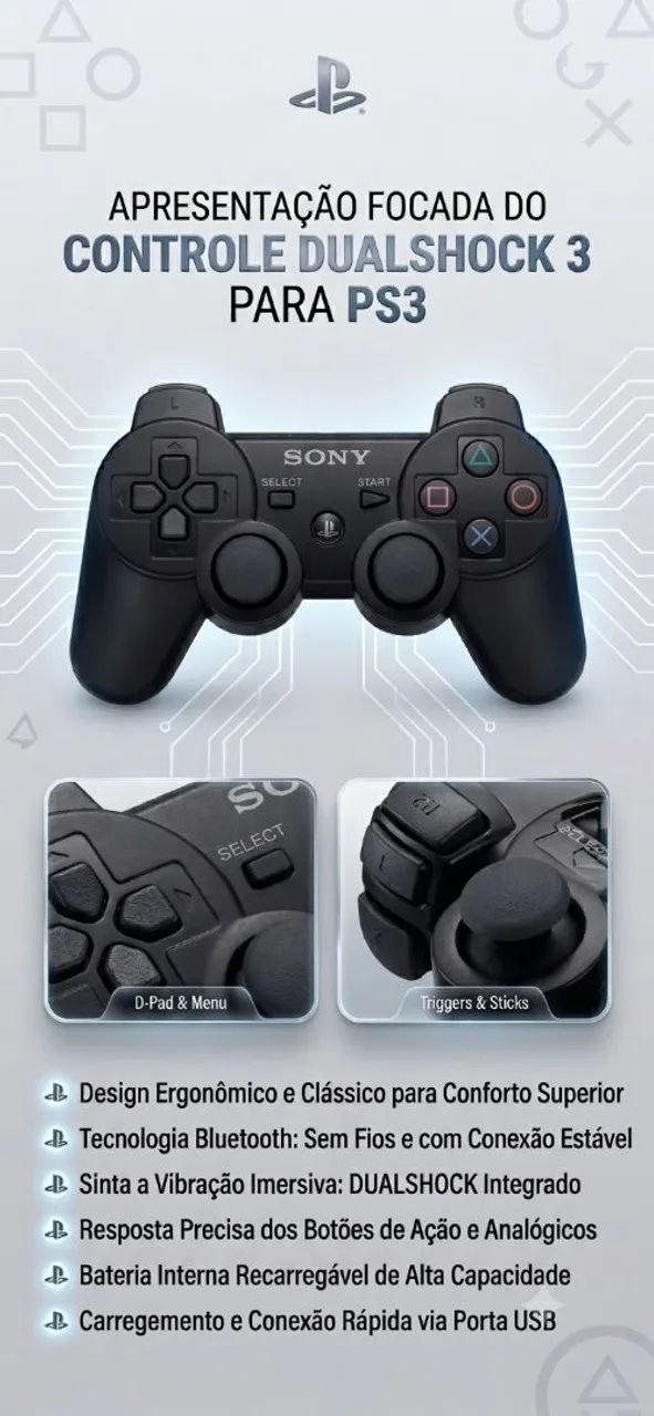 Controle Ps3 sem fio 