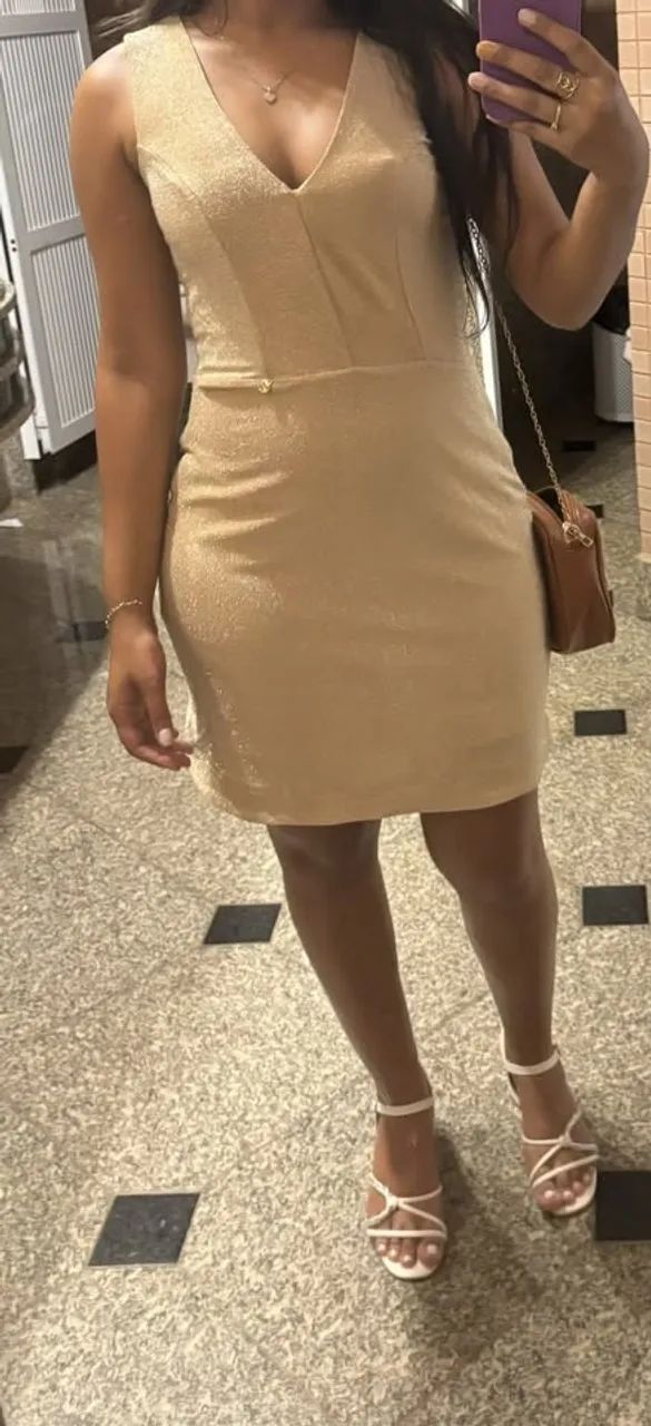 Vestido Dourado Lurex