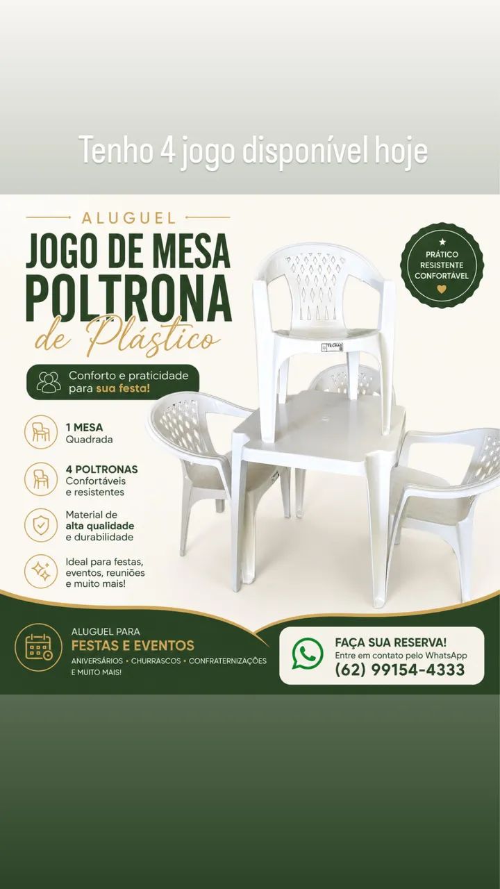 Aluguel de mesa e cadeira 