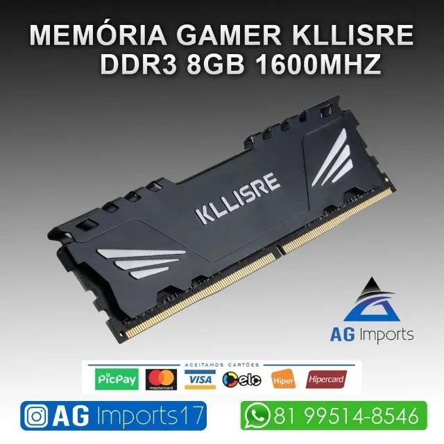 Memória DDR3 16gb  1600MHz Kllisre (2x8gb) - Nova Lacrada - Entregamos - Foto 4