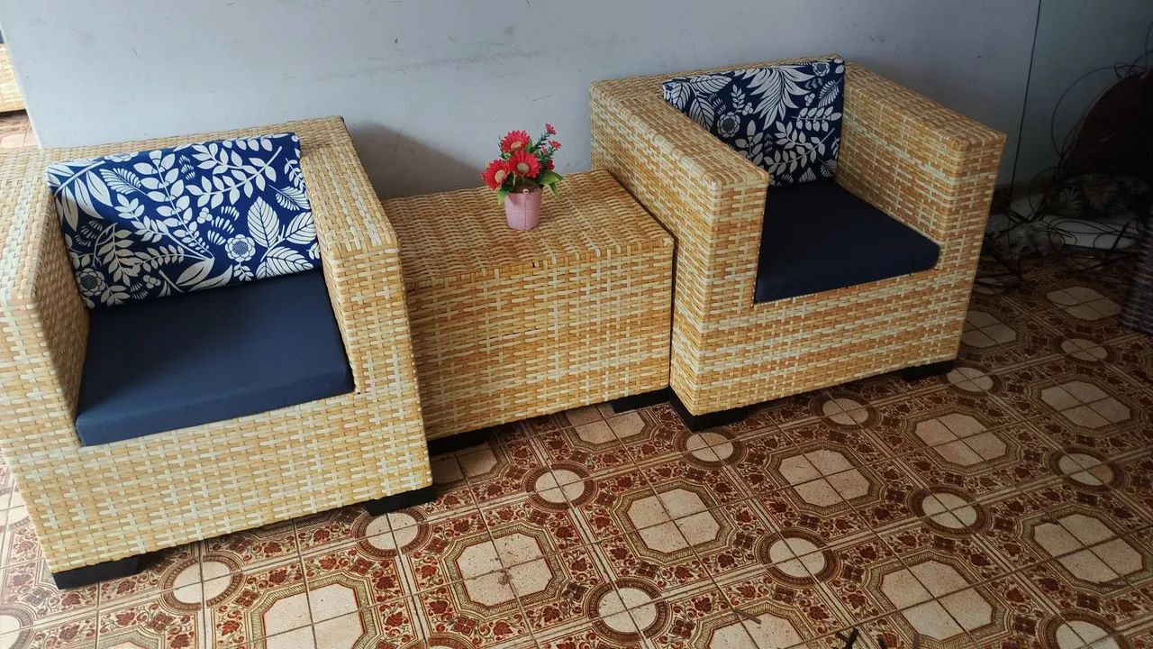 Jogo de poltronas alto padrão de vime sintético  - Foto 2