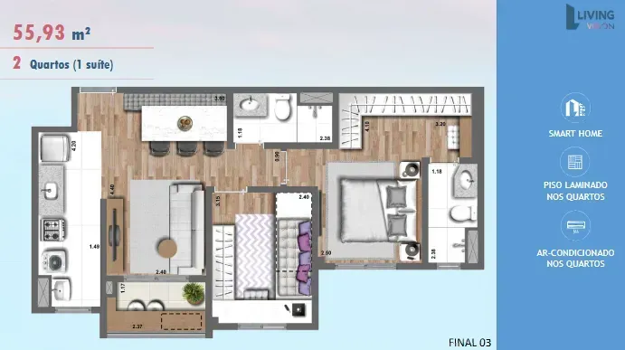 PLANTA 55m²