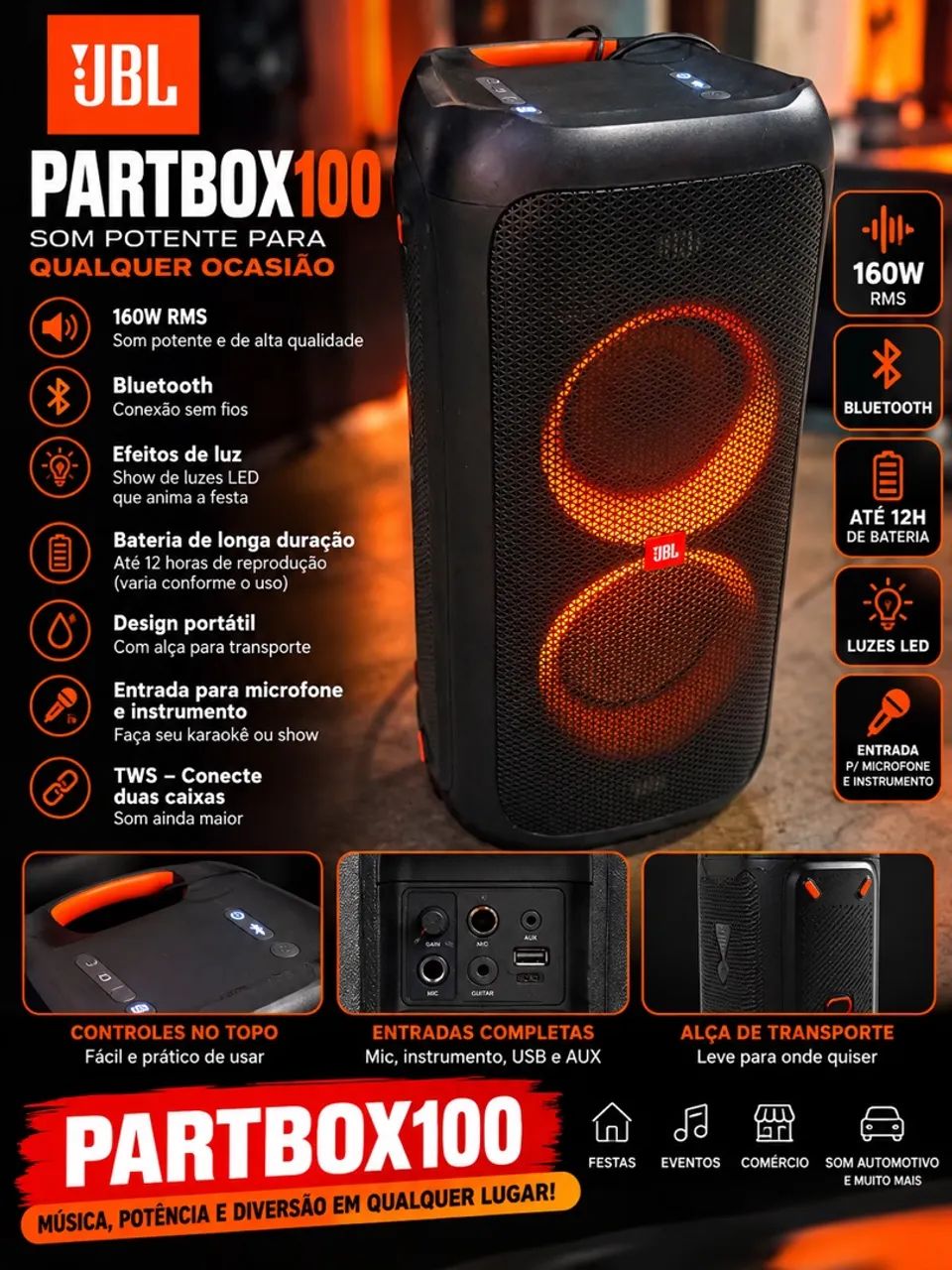 Caixa JBL partbox 100