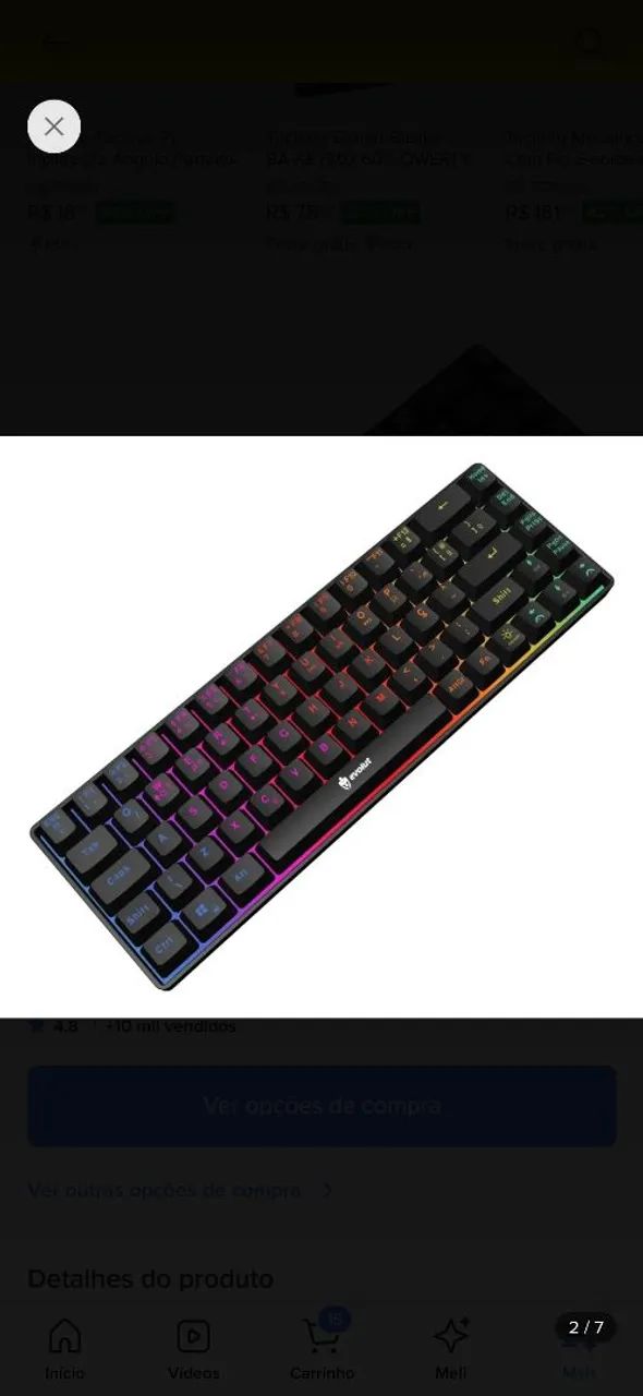Teclado semi mecânico rgb - Foto 2