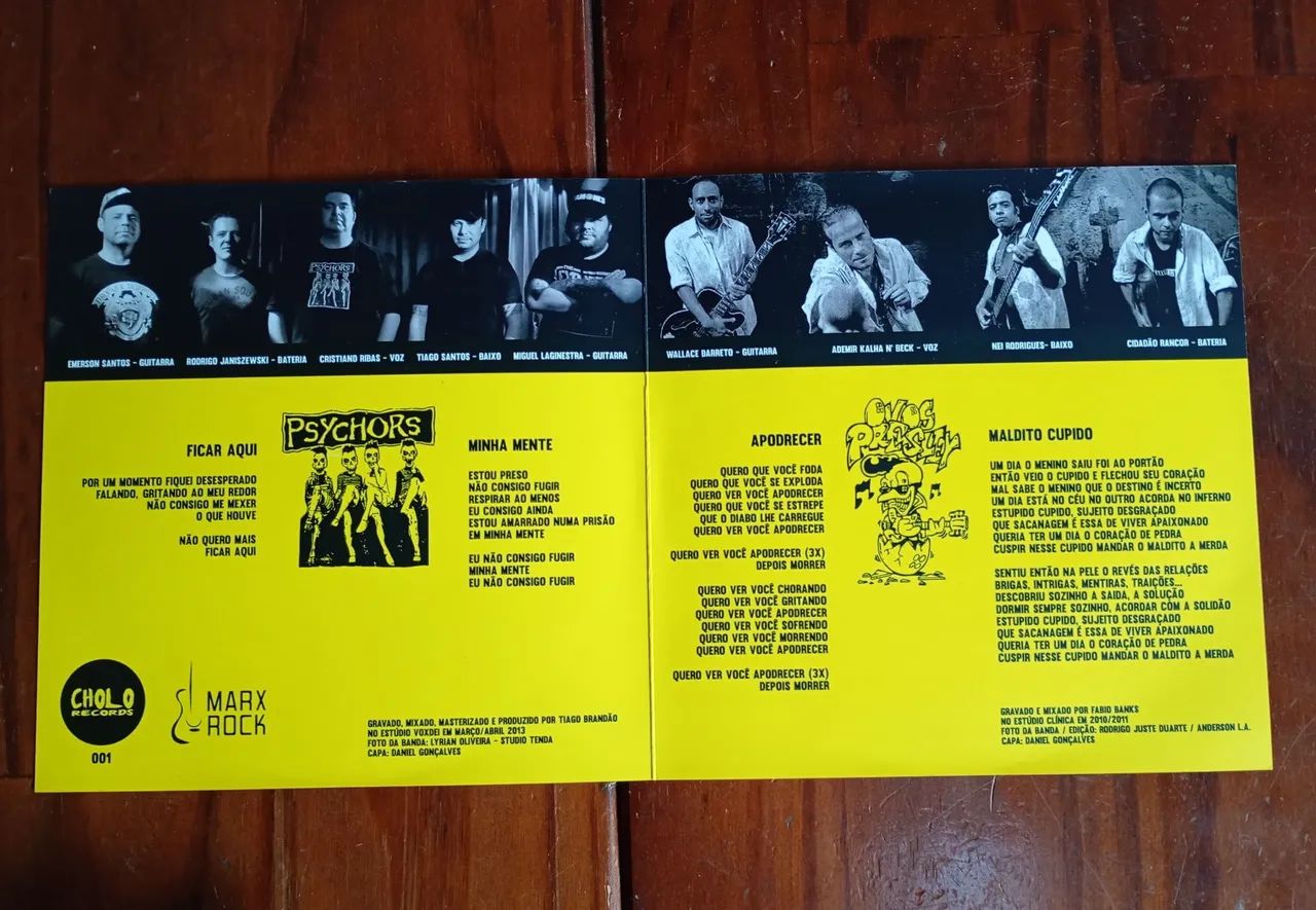 Vinil Ovos Presley e Psychors Compacto 7 polegadas Vinil amarelo Psychobilly HardCore punk - Foto 4