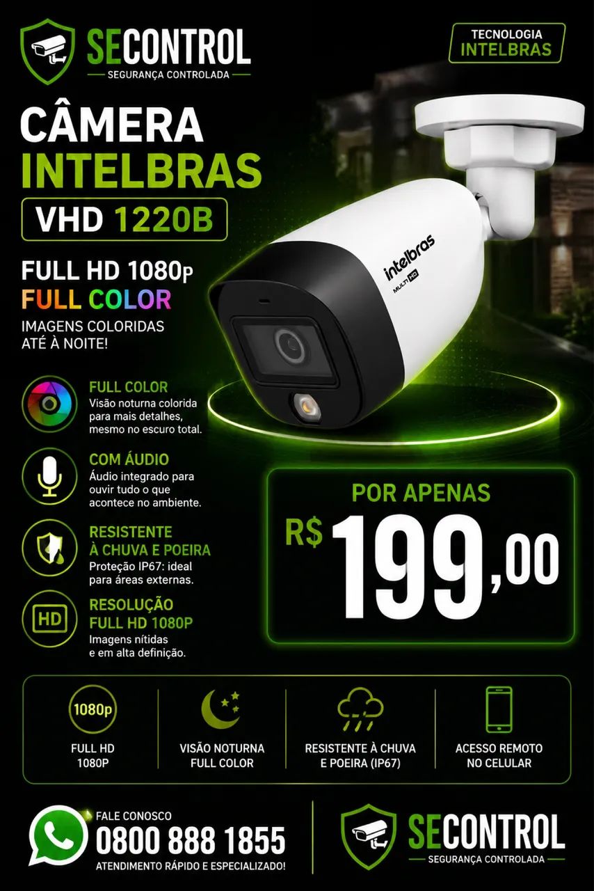 Câmera full color intelbras , instalada
