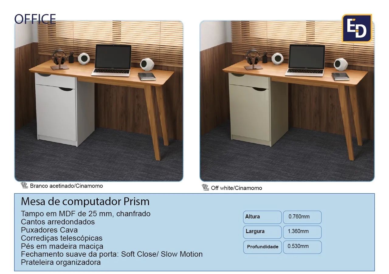 Mesa de escrivaninha 1.36cm