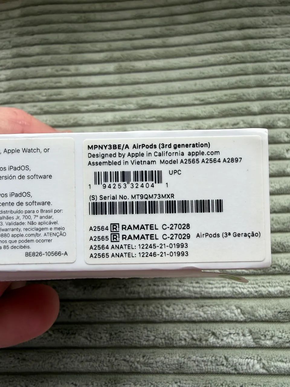 AirPods 3ª Geração Original Apple + Caixa e Cabo Original
