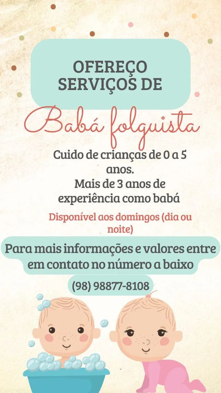 Babá folguista disponível!