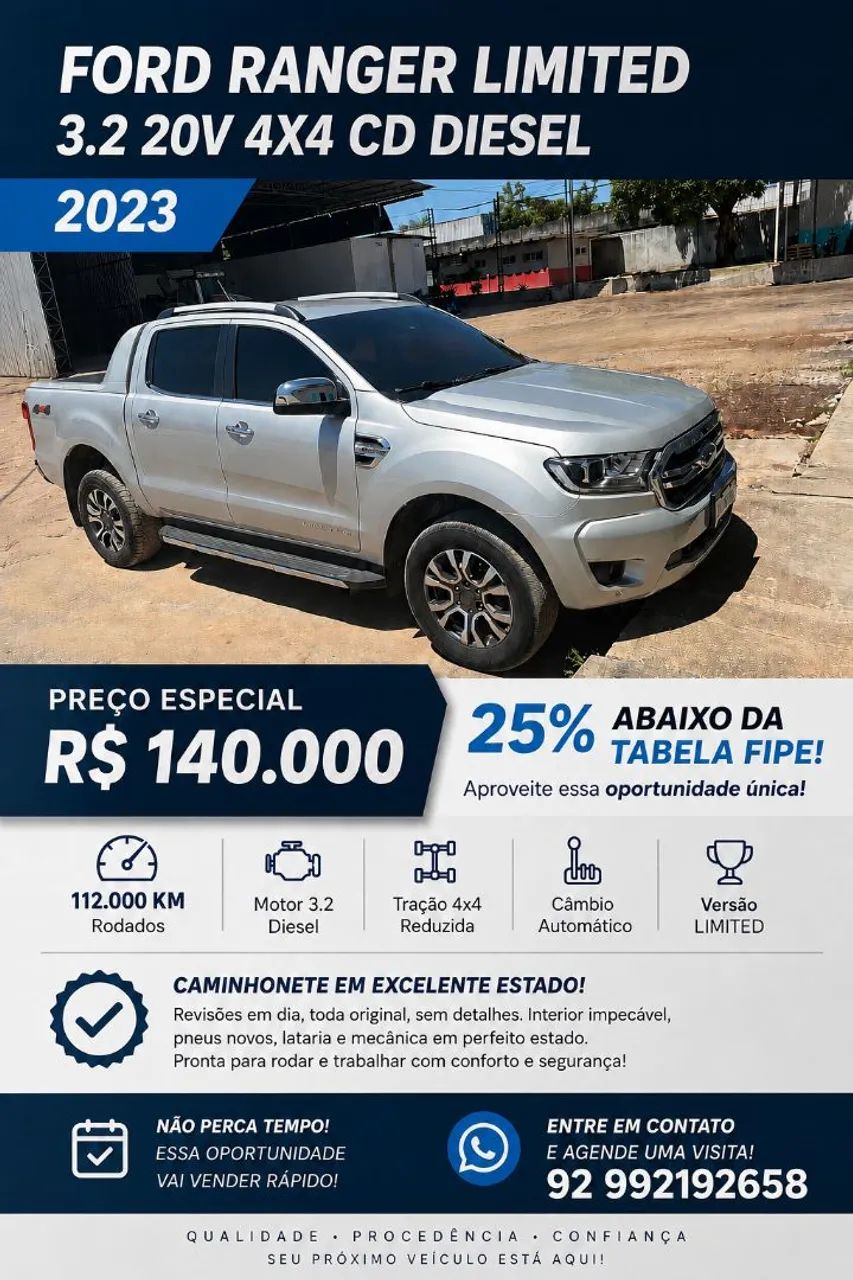 Ford Ranger RANGER LIMITED 3.2 20V 4X4 CD AUT. DIES. 2023