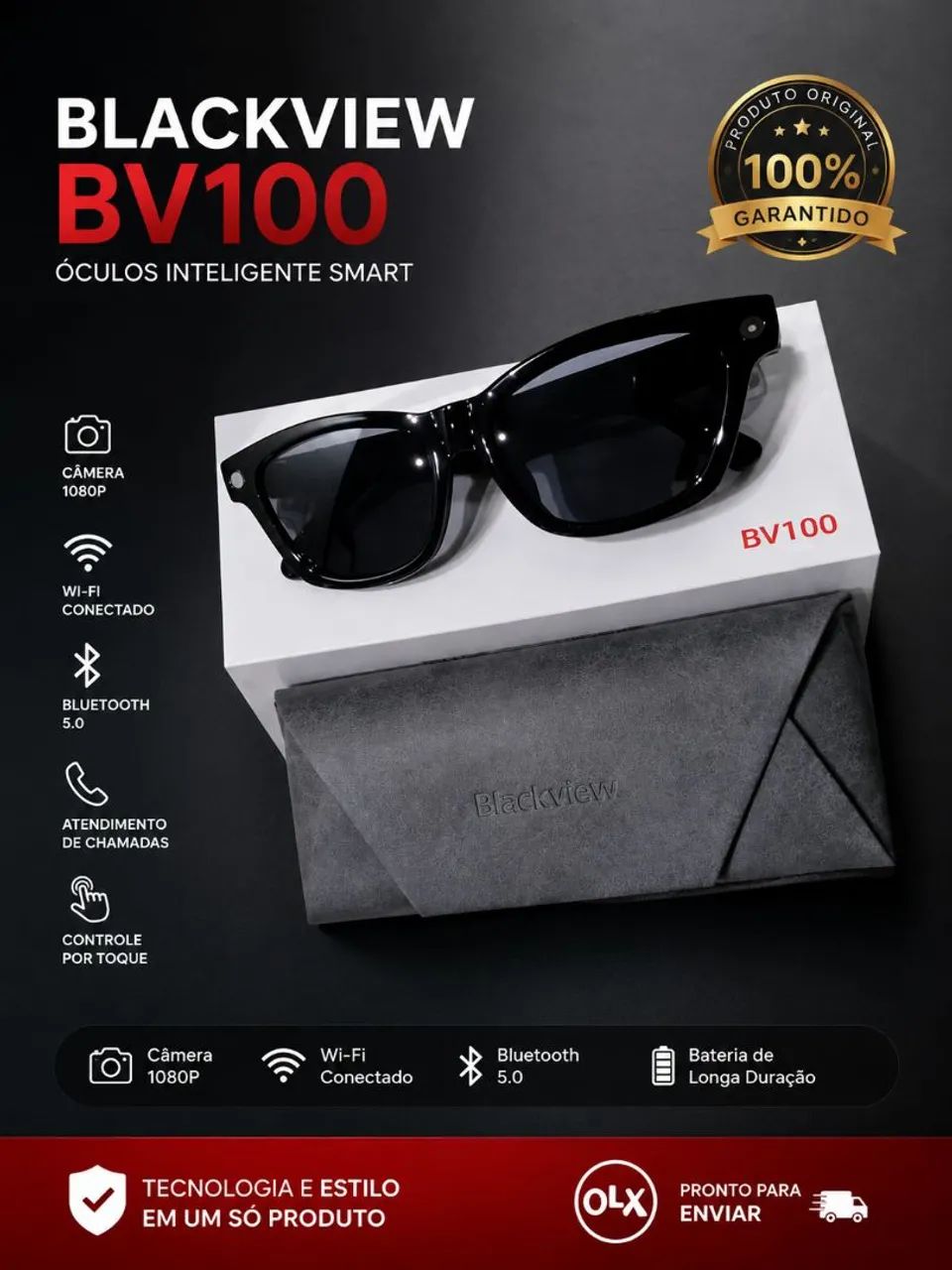 Blackview BV100 é um óculos inteligentes com câmera full HD . - Foto 4