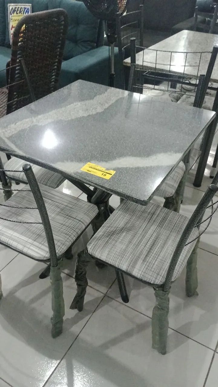 Lindo conjunto de mesa em granito 70x70 entrega e montagem 
