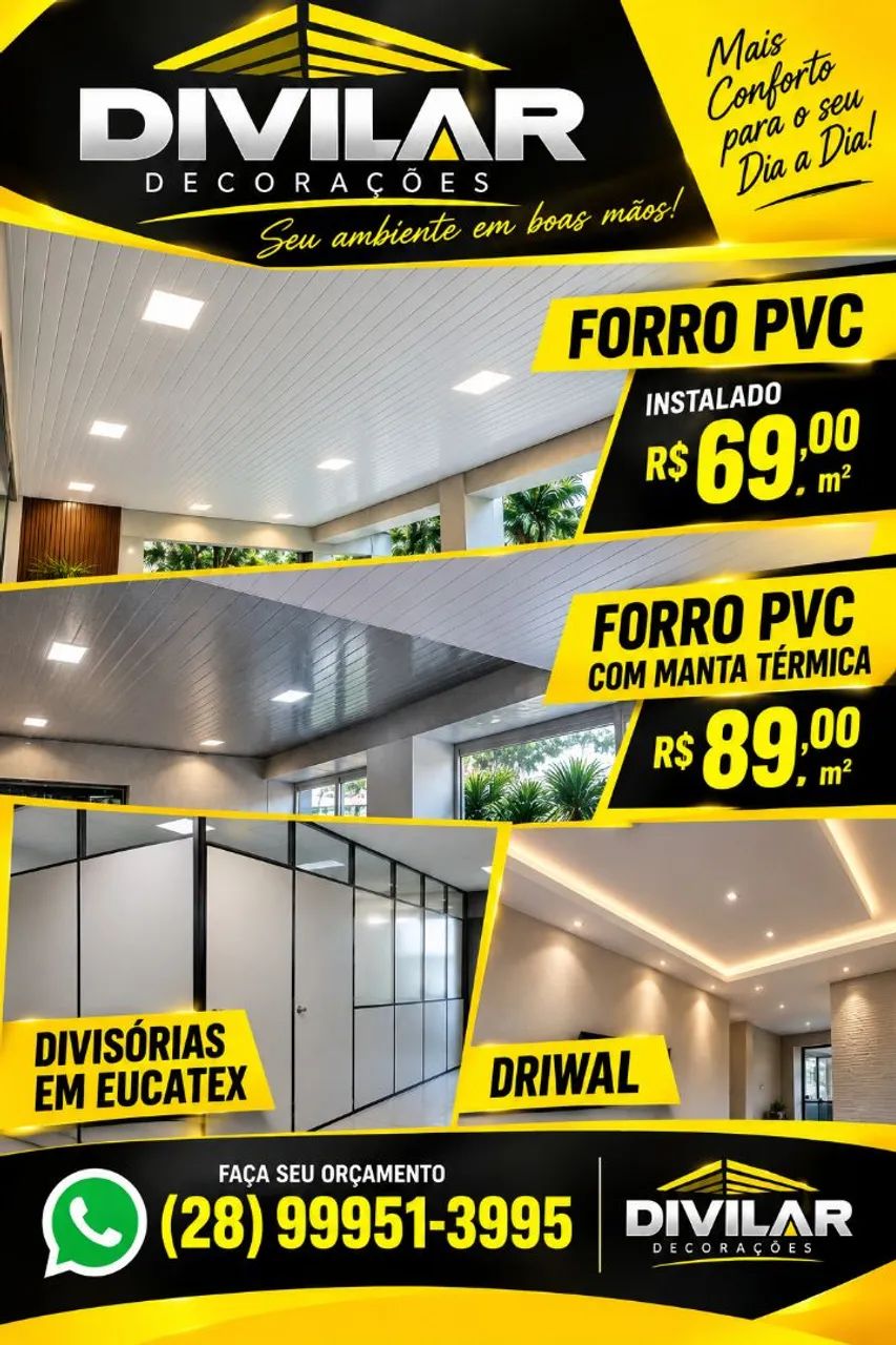 Forro pvc divisórias 