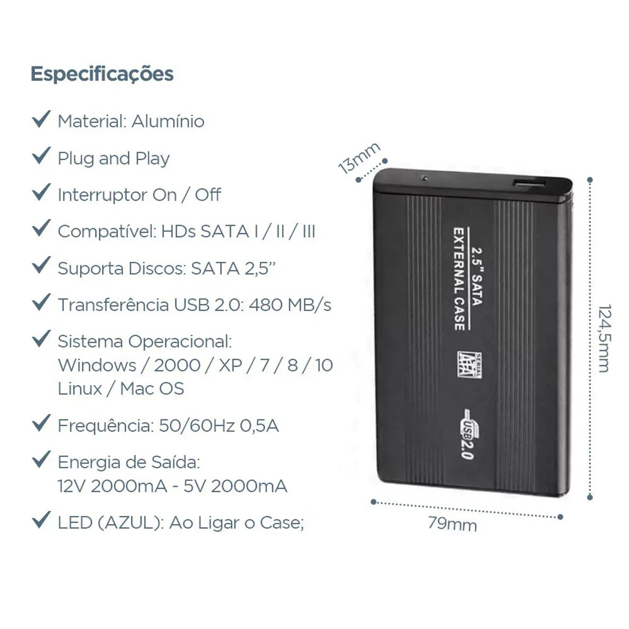 Case Hd Externo Sata 2.5 Notebook Usb 2.0 3.0 - Foto 3