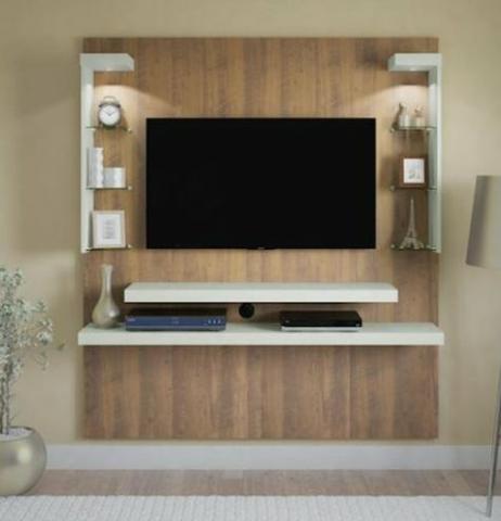 Painel para TV Atlantis Artely Cor Canela ou Pinho com Branco - Foto 2