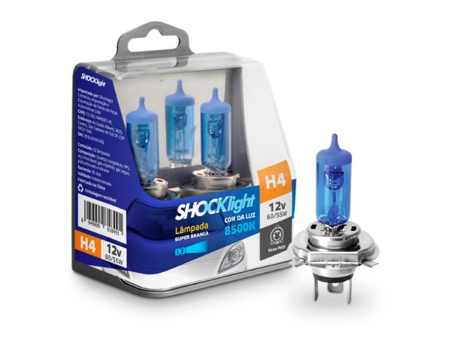 Par Lâmpadas Super Branca H1 H3 H4 H7 H8 H11 H16 Shocklight 55w 8500k 12v - Foto 3