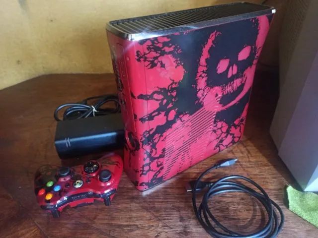 Console Xbox 360 Slim Edição Limitada Gears Of War 3 Completo