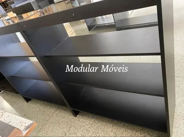 Balcão Caixa + 2 Balcões Vitrine com Vidro Superior - MDF Preto - Foto 5